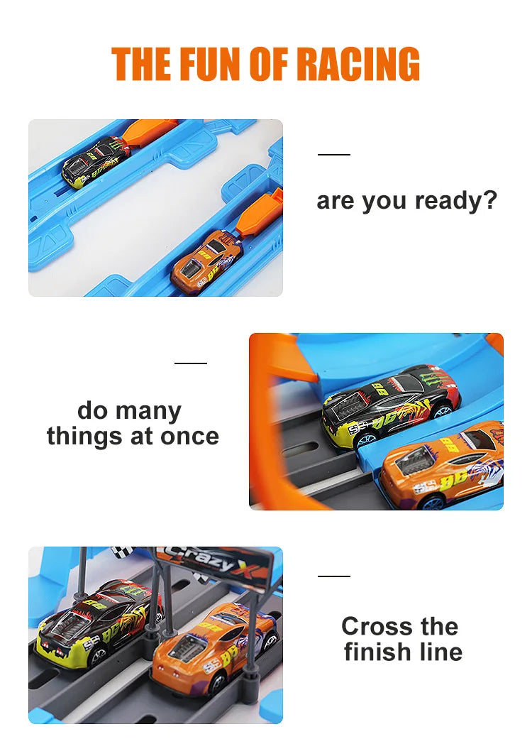 Cascadeur vitesse Double voiture roues modèle jouets pour enfants piste de course bricolage assemblé Rail Kits éducatif interactif garçon enfants jouet