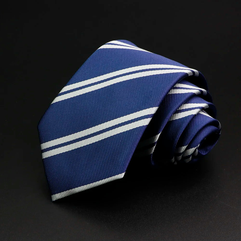 Nueva corbata clásica de rayas para hombre de 7 cm, jacquard, roja, azul, verde, corbata para uso diario, vestido de fiesta de boda, accesorios, regalo para hombre