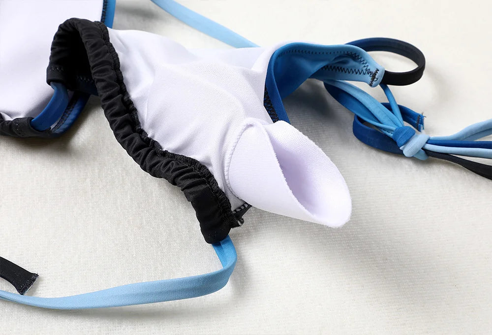 Anfilia – Bikini dégradé pour femmes, maillot de bain col licou, Bandage latéral, Sexy, vêtements de plage