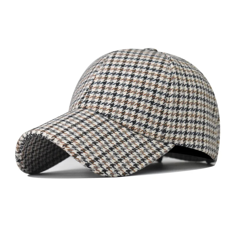 Gorras de béisbol a cuadros de lujo FS para hombres, sombrero vintage marrón de pata de gallo para mujeres, gorra de camionero de algodón estilo streetwear, gorra de mujer 2026