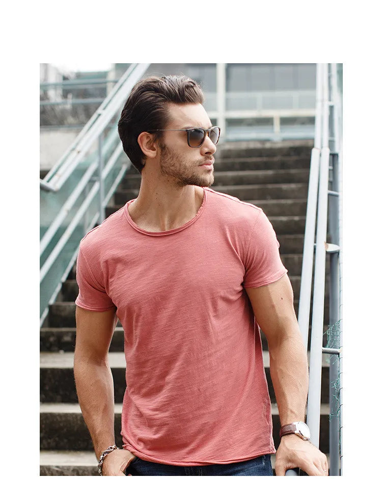 100% coton hommes T-shirt décontracté doux Fitness été mince T-shirts hommes vêtements de maison col rond à manches courtes solide T-shirt pour hommes