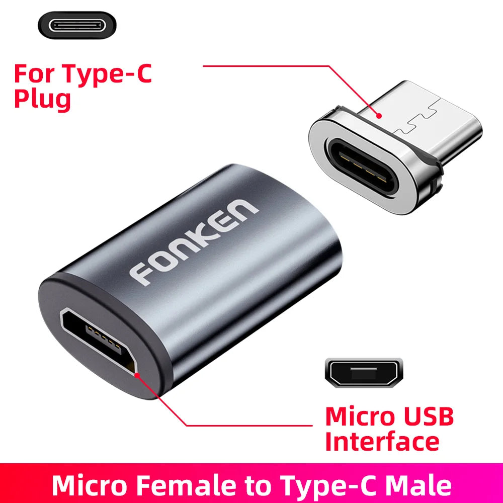 Conector de cable magnético, adaptador de cable para teléfono móvil Micro USB, punta magnética, cargador magnético, enchufe tipo C, adaptador para Huawei Android