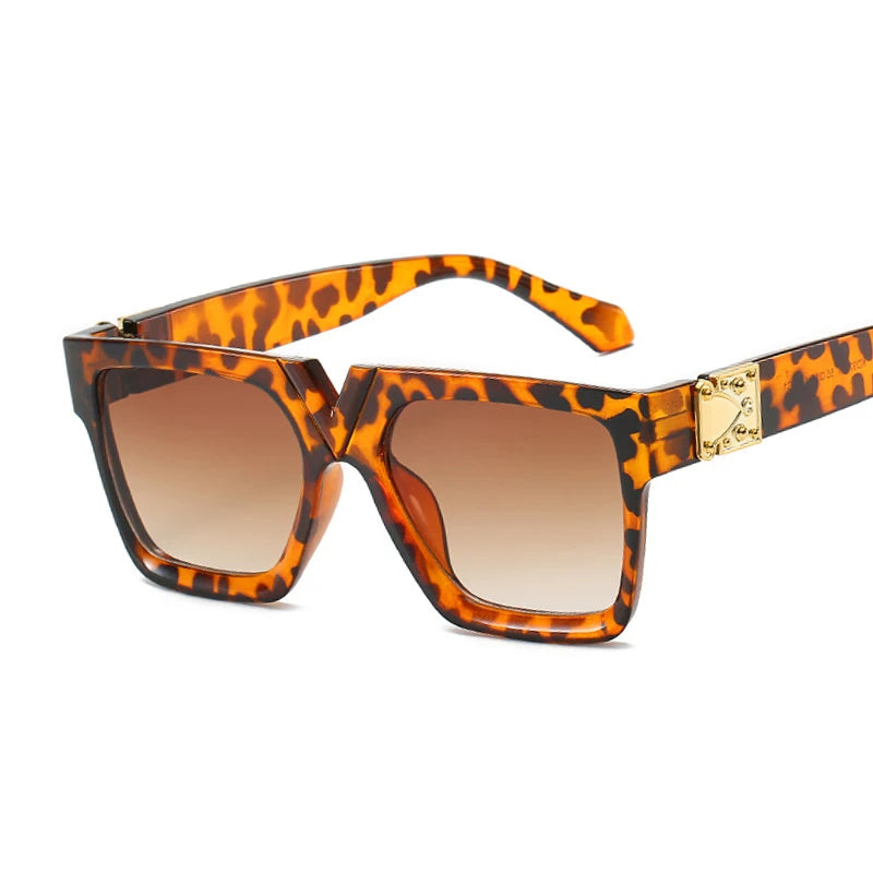 Gafas de sol cuadradas para mujer, de marca de lujo, de viaje, rectangulares negras, estilo retro, 2021