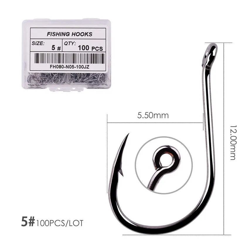 100pcs/40pcs/Box High Carbon Fishing Hook 2#-22# ISEAMA With Eye Carp Catfish Anzol Offset Japan Tackle Fishing Hooks