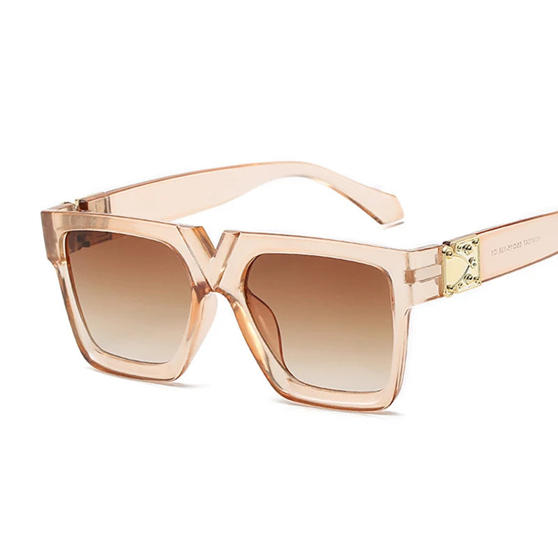 Gafas de sol cuadradas para mujer, de marca de lujo, de viaje, rectangulares negras, estilo retro, 2021
