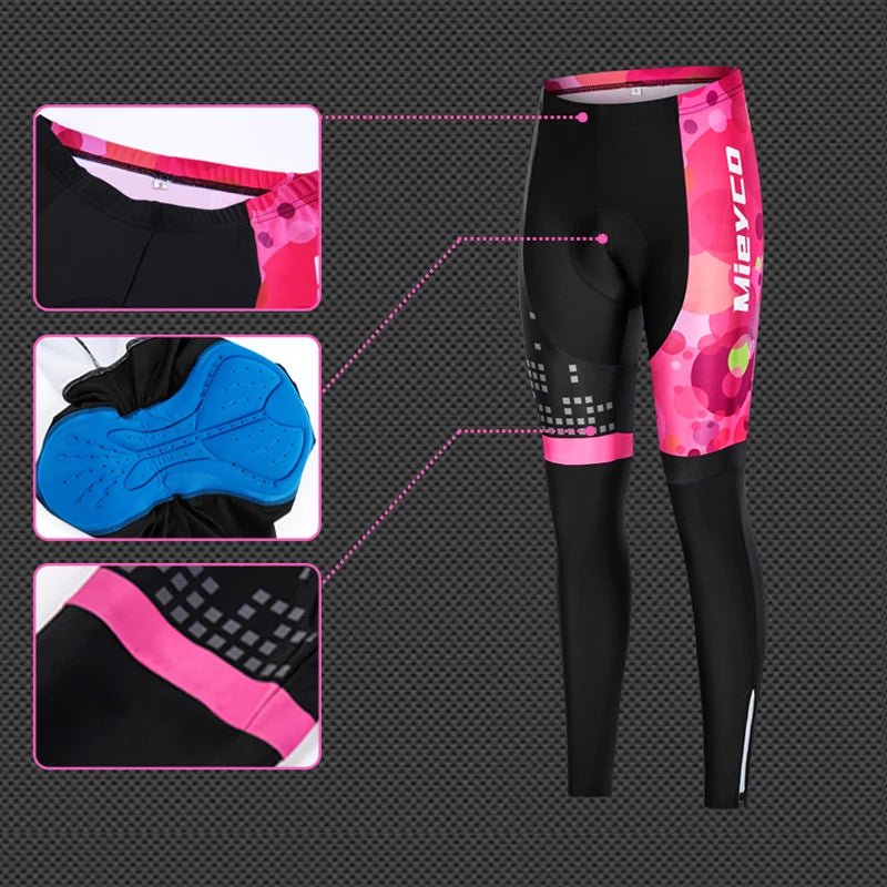 Women's Cycling Apparel, Jersey and MTB Bib Shorts Set, Women's Long-Sleeve Cycling Suit, MTB Outfit