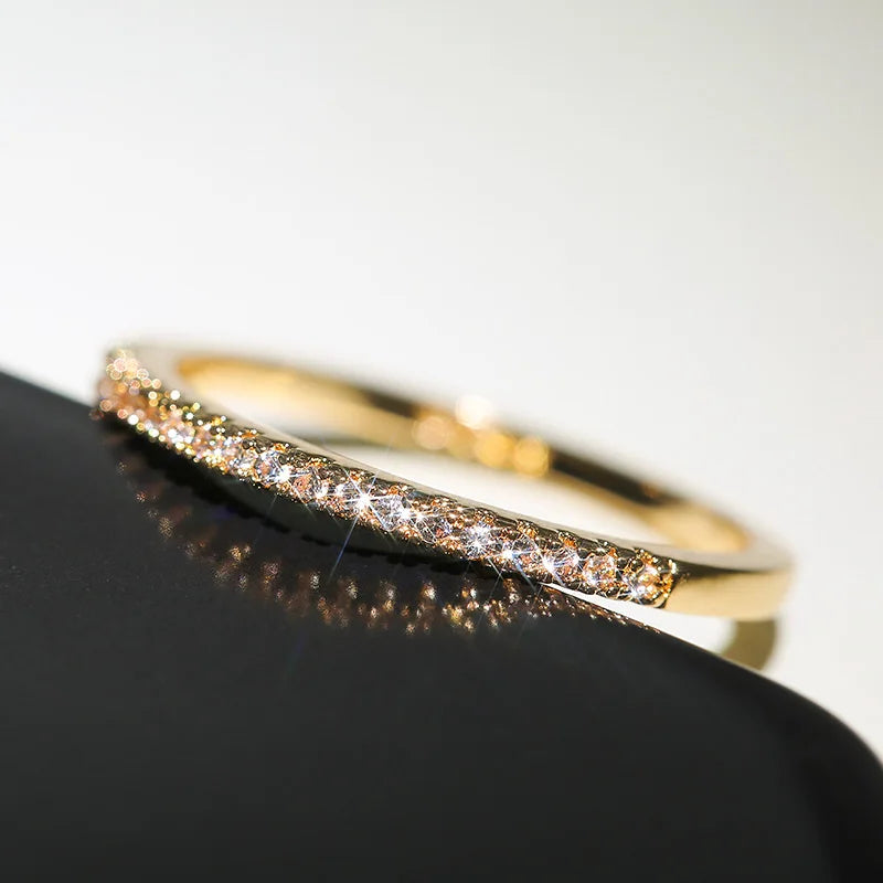 Huitan New Collection – Minimalist Fine Rings for Women, High-Quality Versatile Shining Cubic Zirconia Wedding Jewelry