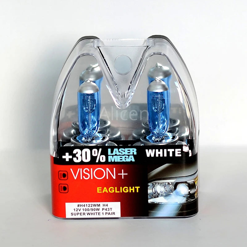 H7 100W 12V Super White Bulbs, Rally Vision +30% Brightness, Car Headlight, Hi/lo Beam, Halogen Lamp, Rally Performance Pair