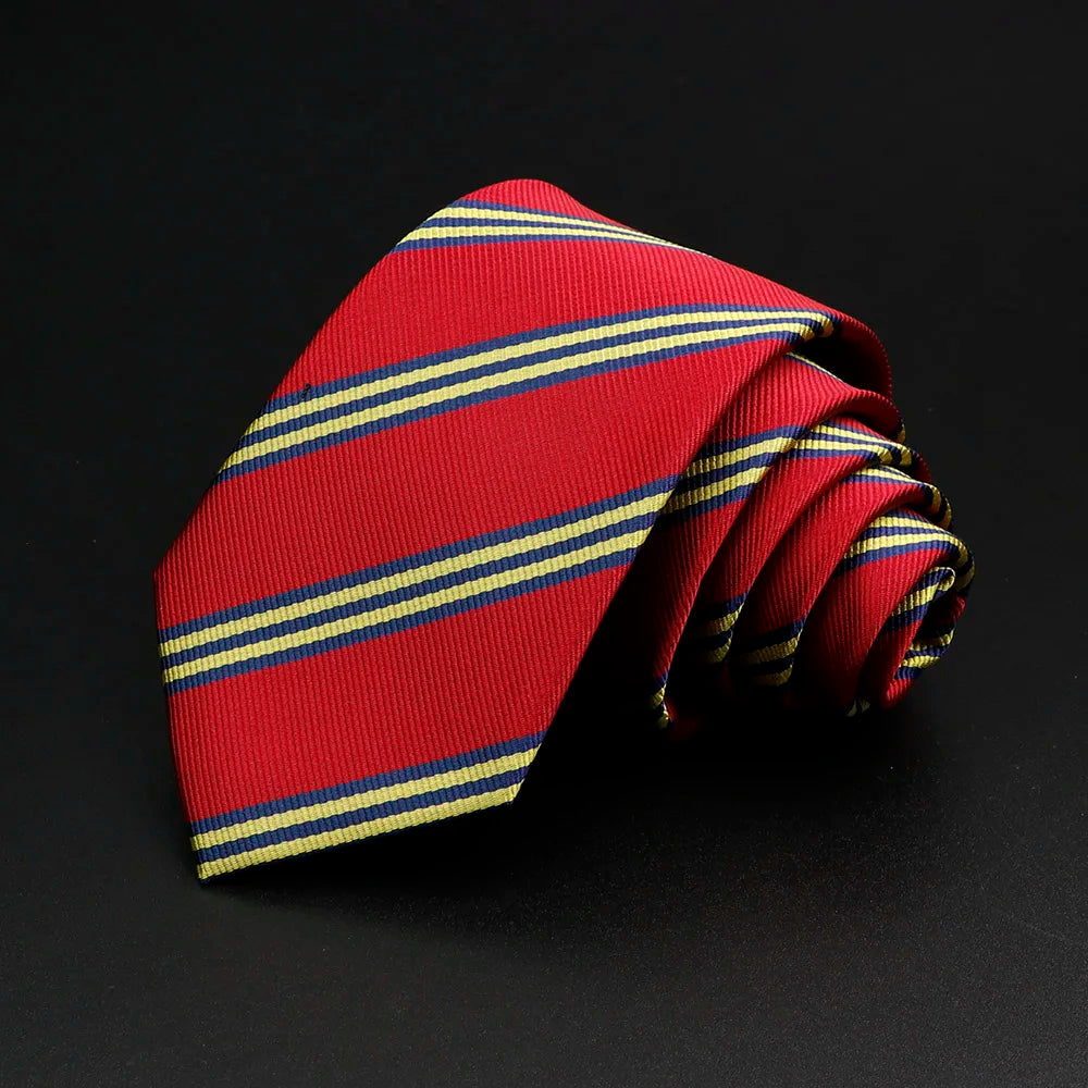 Nueva corbata clásica de rayas para hombre de 7 cm, jacquard, roja, azul, verde, corbata para uso diario, vestido de fiesta de boda, accesorios, regalo para hombre