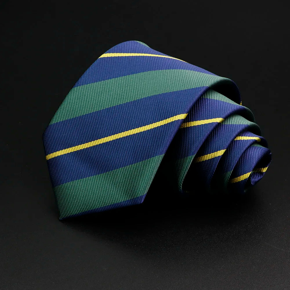 Nueva corbata clásica de rayas para hombre de 7 cm, jacquard, roja, azul, verde, corbata para uso diario, vestido de fiesta de boda, accesorios, regalo para hombre