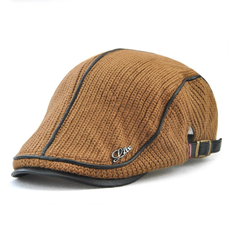 JAMONT 2019 de alta calidad marca boina de punto Gorra de cuero para hombre Gorra plana para hombres Boina Hombre visera gorra Planas gorra Snapback