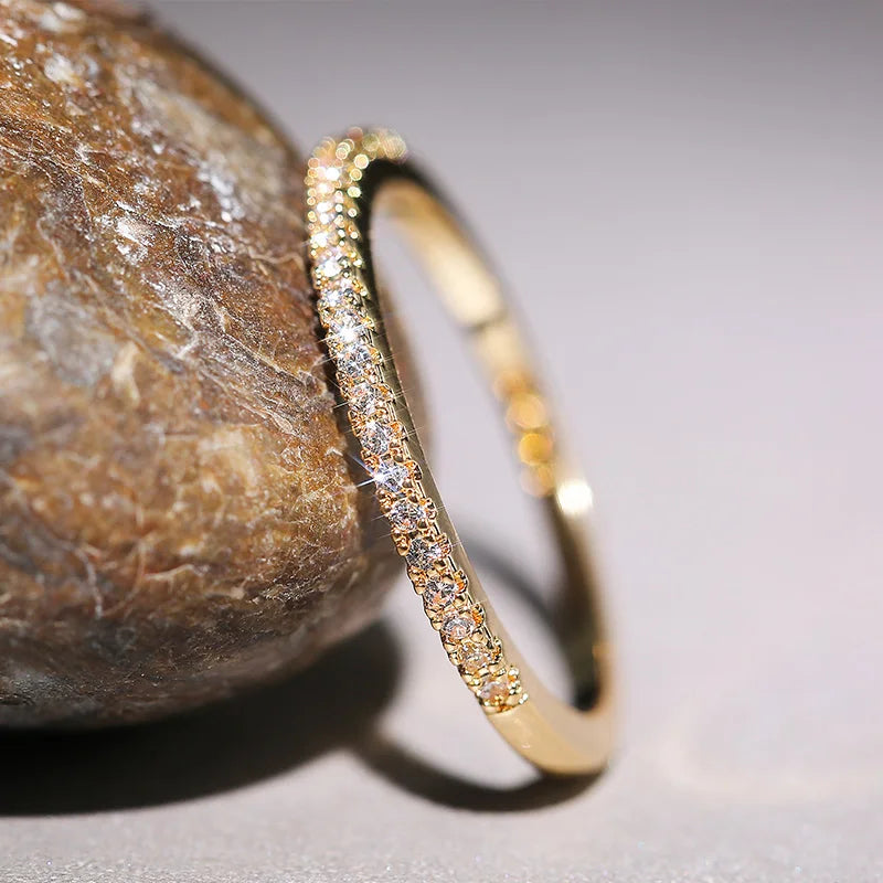 Huitan New Collection – Minimalist Fine Rings for Women, High-Quality Versatile Shining Cubic Zirconia Wedding Jewelry