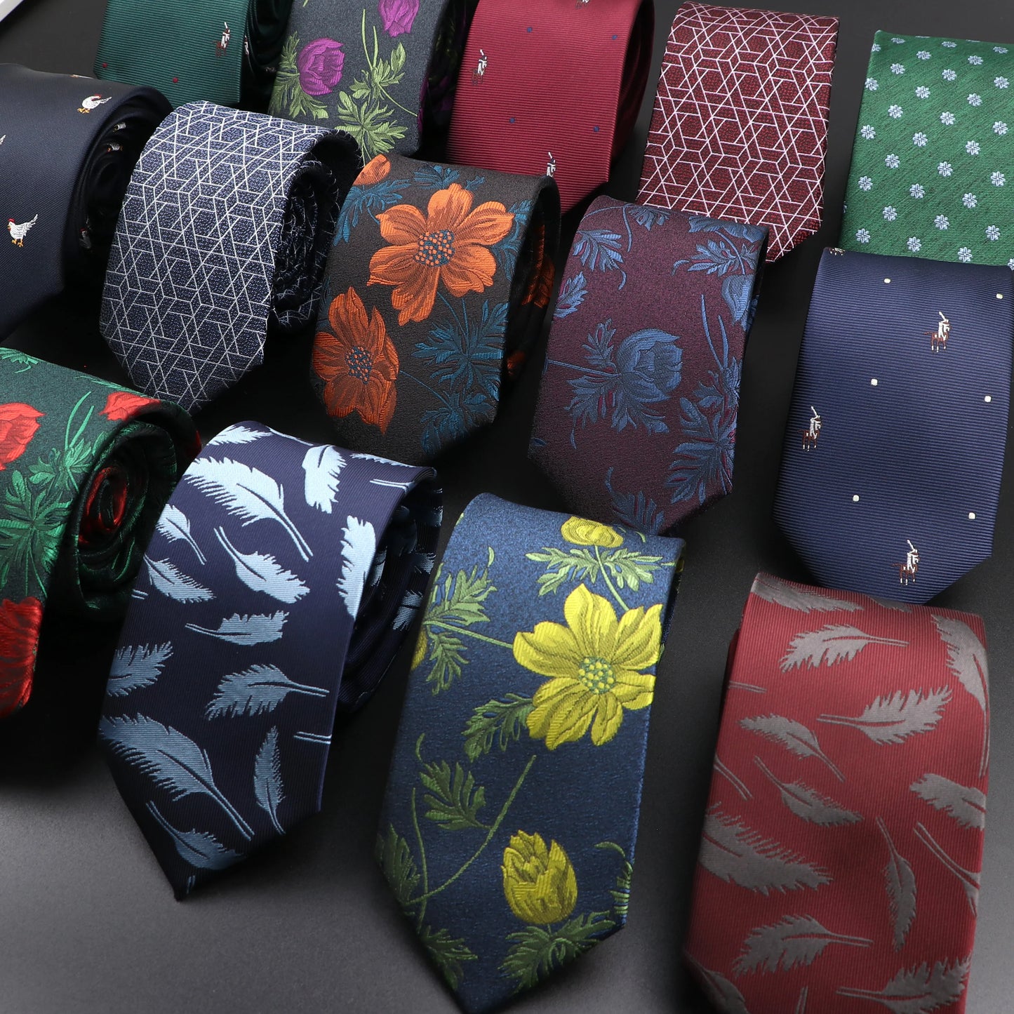New Men's Floral Tie Feather Elk Geometric Pattern Red Blue Ties Leisure Business Daily Wear Tie Wedding Party Gift