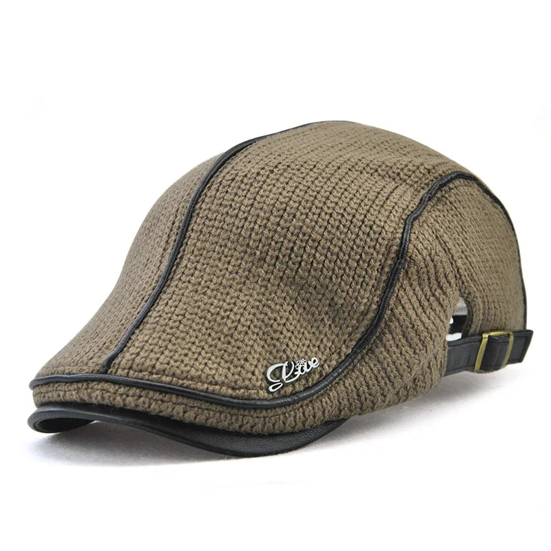 JAMONT 2019 de alta calidad marca boina de punto Gorra de cuero para hombre Gorra plana para hombres Boina Hombre visera gorra Planas gorra Snapback