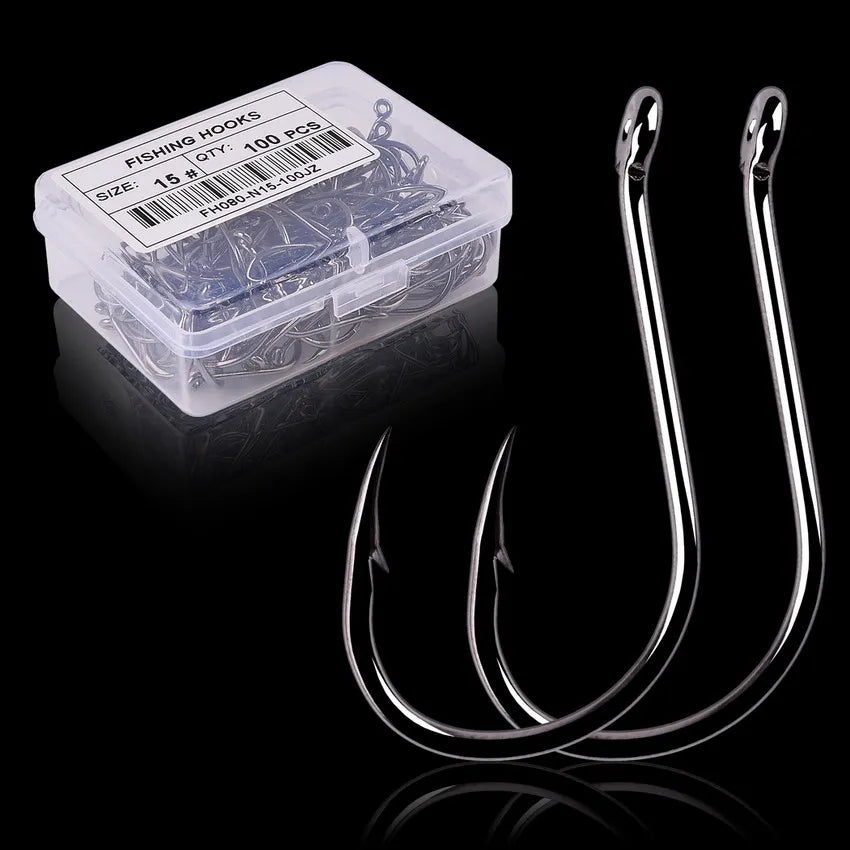 100pcs/40pcs/Box High Carbon Fishing Hook 2#-22# ISEAMA With Eye Carp Catfish Anzol Offset Japan Tackle Fishing Hooks