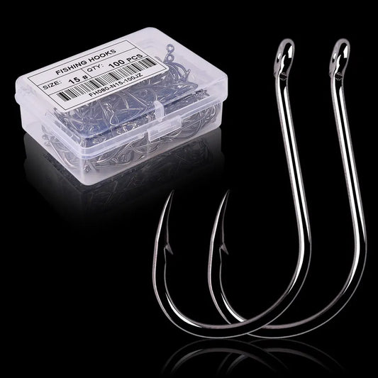 100pcs/40pcs/Box High Carbon Fishing Hook 2#-22# ISEAMA With Eye Carp Catfish Anzol Offset Japan Tackle Fishing Hooks