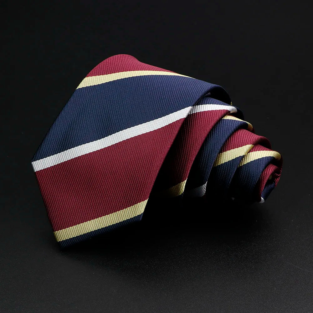Nueva corbata clásica de rayas para hombre de 7 cm, jacquard, roja, azul, verde, corbata para uso diario, vestido de fiesta de boda, accesorios, regalo para hombre