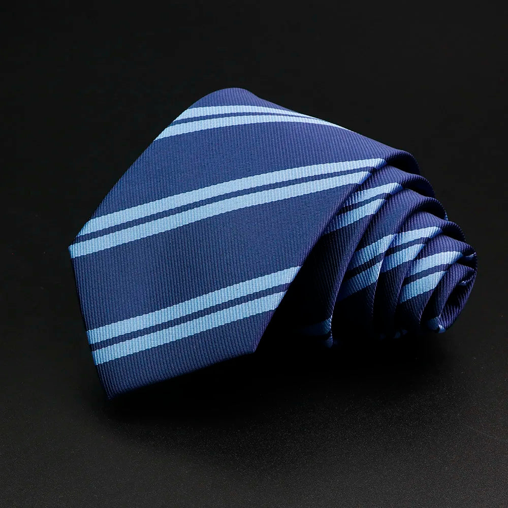 Nueva corbata clásica de rayas para hombre de 7 cm, jacquard, roja, azul, verde, corbata para uso diario, vestido de fiesta de boda, accesorios, regalo para hombre