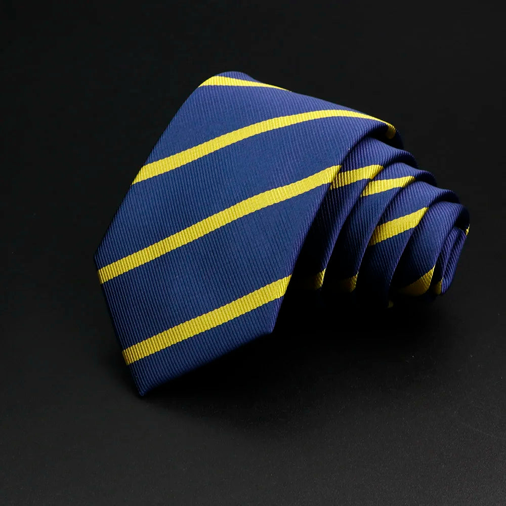 Nueva corbata clásica de rayas para hombre de 7 cm, jacquard, roja, azul, verde, corbata para uso diario, vestido de fiesta de boda, accesorios, regalo para hombre