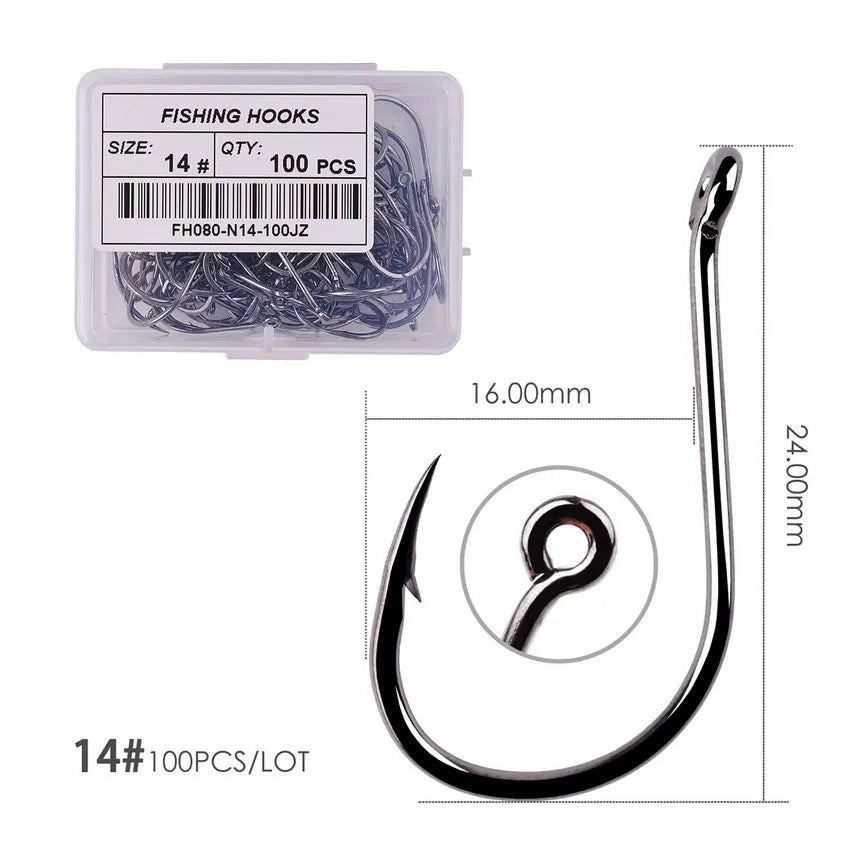 100pcs/40pcs/Box High Carbon Fishing Hook 2#-22# ISEAMA With Eye Carp Catfish Anzol Offset Japan Tackle Fishing Hooks