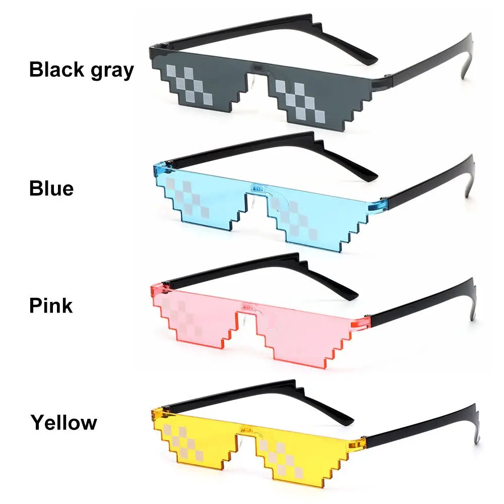 Lunettes de soleil mosaïque pixel rétro — gamer, robot, cosplay, anniversaire, nouveau design