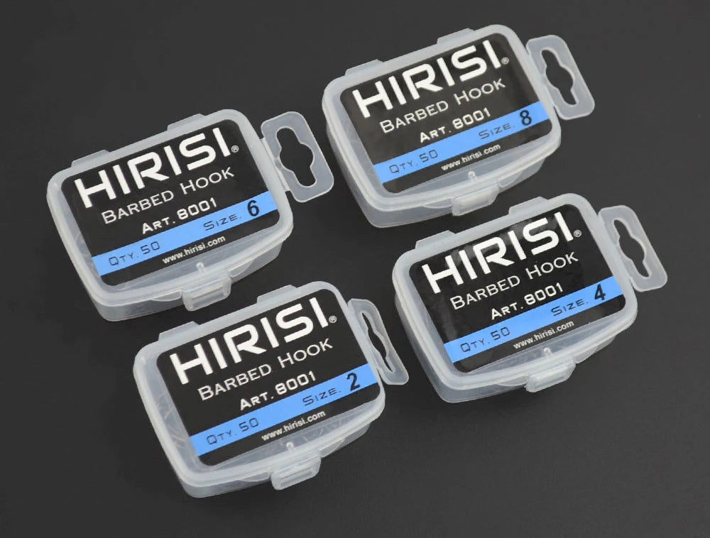 Hirisi 50 Pièces Hameçons de pêche carpe à revêtement barbelé avec oeil Conception au Japon en acier à haute teneur en carbone 8001