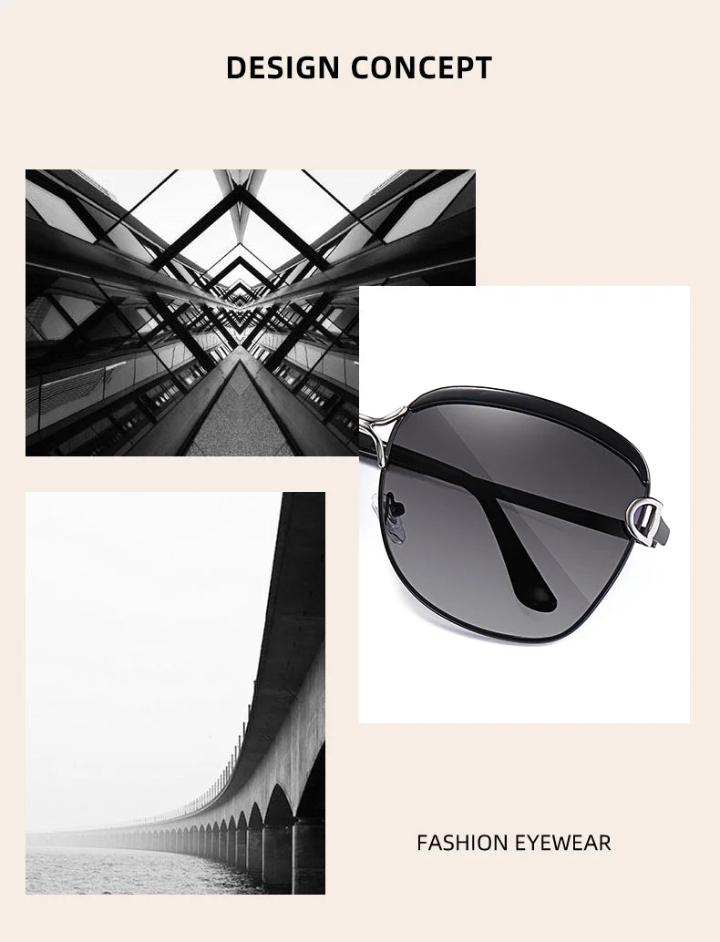 Lunettes de soleil polarisées femme — dégradé, lentille ronde, carré, luxe