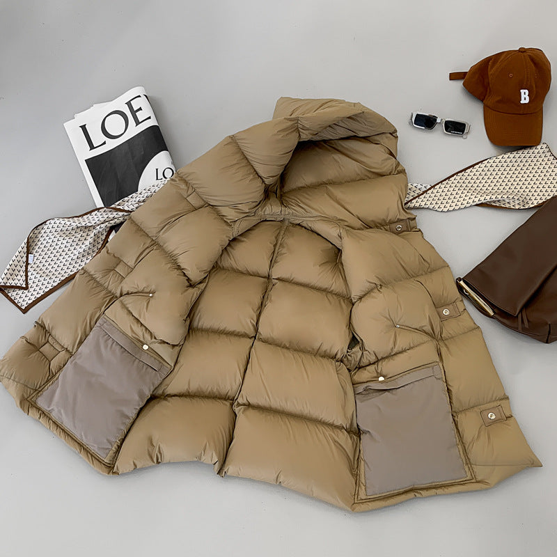 Doudoune Capuche 90% Duvet Canard Blanc Femme — Gilet Décontracté, Hiver 2024