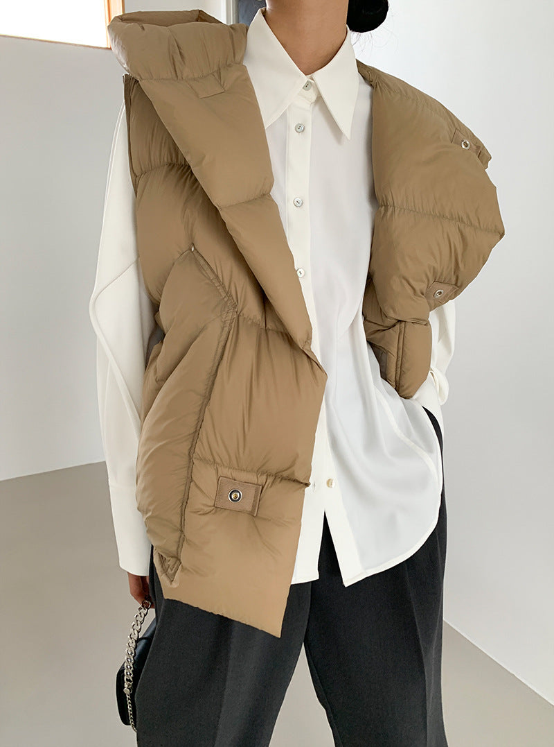 Doudoune Capuche 90% Duvet Canard Blanc Femme — Gilet Décontracté, Hiver 2024