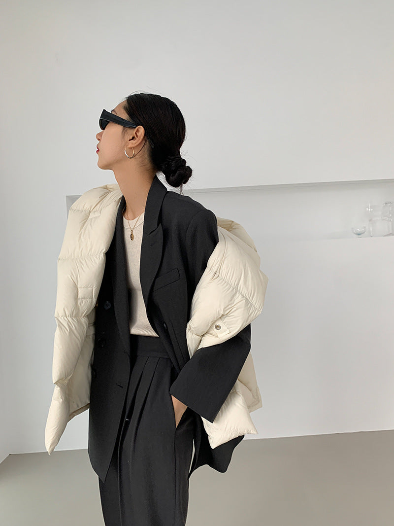 Doudoune Capuche 90% Duvet Canard Blanc Femme — Gilet Décontracté, Hiver 2024