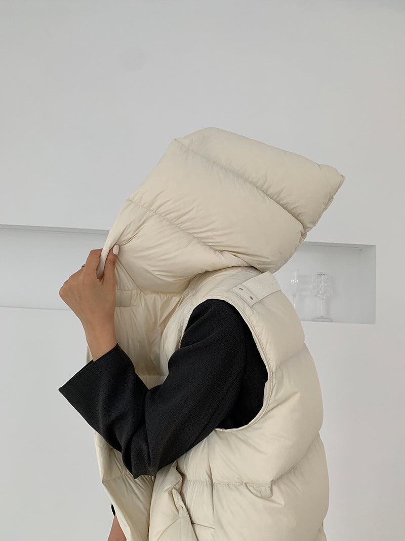 Doudoune Capuche 90% Duvet Canard Blanc Femme — Gilet Décontracté, Hiver 2024