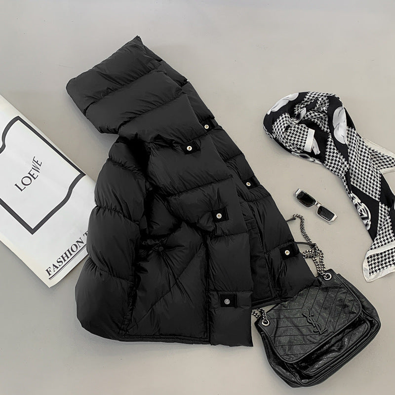 Doudoune Capuche 90% Duvet Canard Blanc Femme — Gilet Décontracté, Hiver 2024