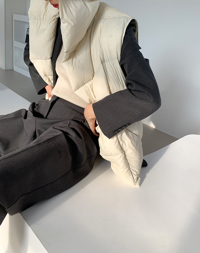 Doudoune Capuche 90% Duvet Canard Blanc Femme — Gilet Décontracté, Hiver 2024