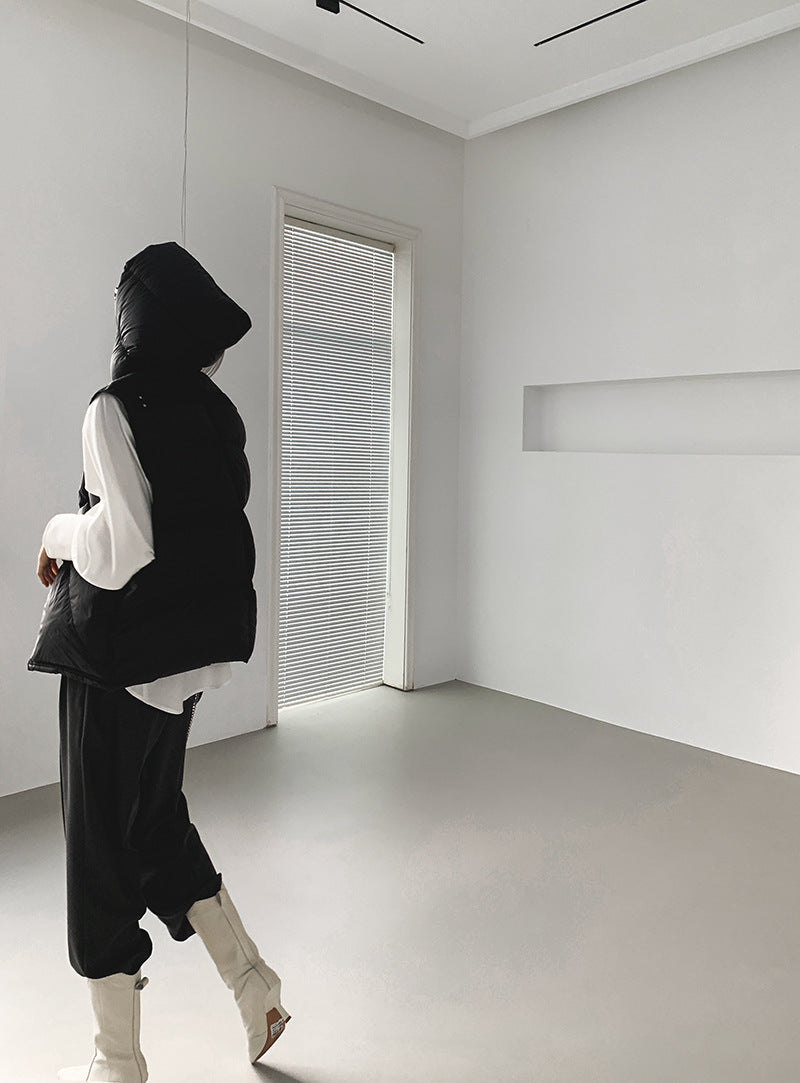 Doudoune Capuche 90% Duvet Canard Blanc Femme — Gilet Décontracté, Hiver 2024