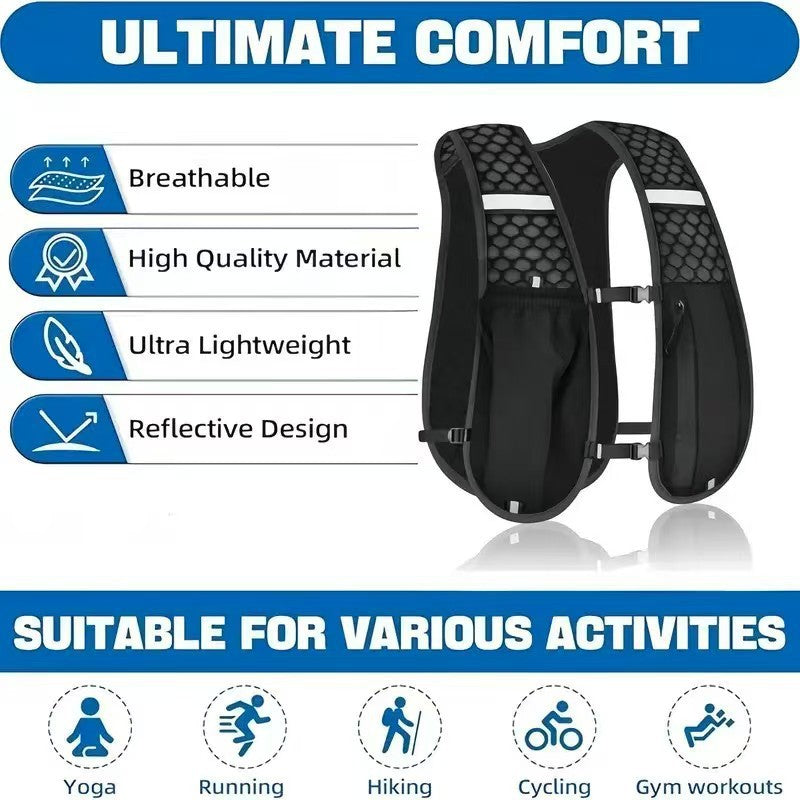 Ventes d'usine course hydratation gilet sac à dos pour randonnée cyclisme Marathon léger eau poitrine Pack avec poche de rangement pour téléphone