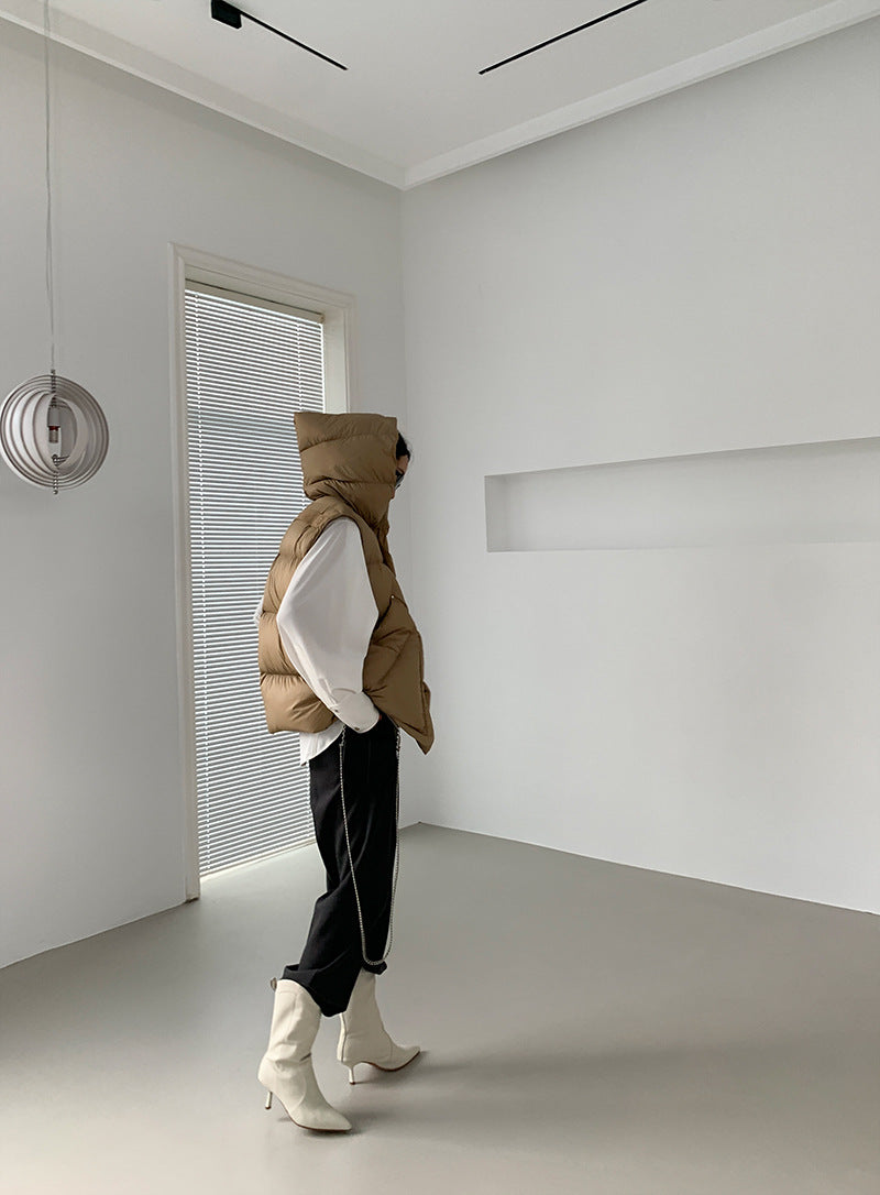Doudoune Capuche 90% Duvet Canard Blanc Femme — Gilet Décontracté, Hiver 2024