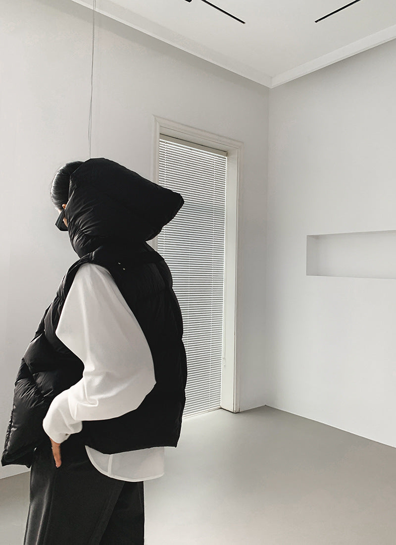 Doudoune Capuche 90% Duvet Canard Blanc Femme — Gilet Décontracté, Hiver 2024