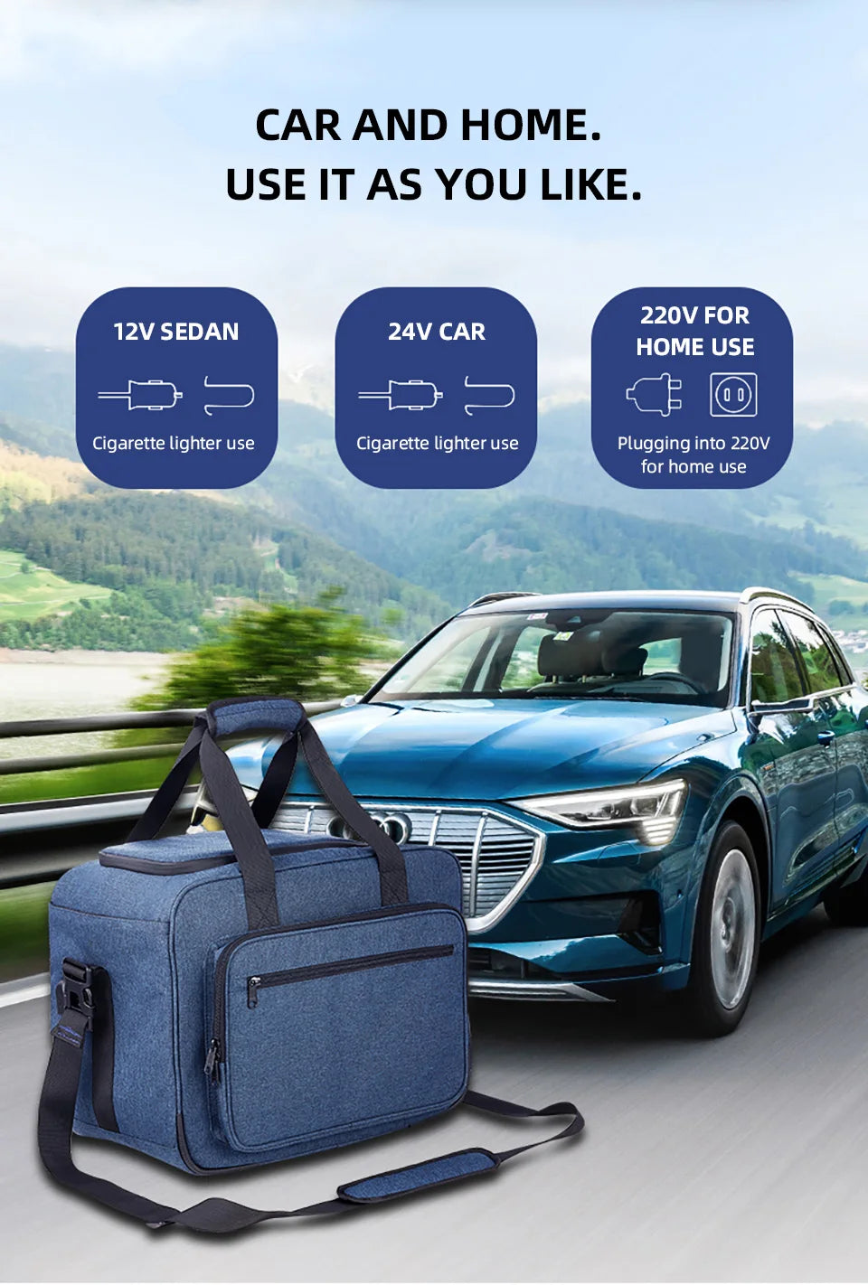 Réfrigérateur Portable pour voiture, 25l, semi-conducteur, pliable, chauffage, refroidissement, sac isolant, voiture, usage domestique, pique-nique, Camping essentiel