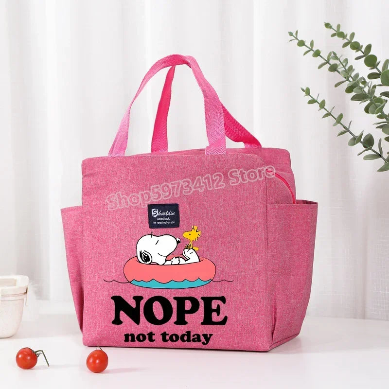 Bolsa isotérmica portátil para el almuerzo y bebidas de Snoopy, bolsa isotérmica para alimentos, caja térmica, bolsa de picnic, bolsas de transporte, bonito regalo para niños
