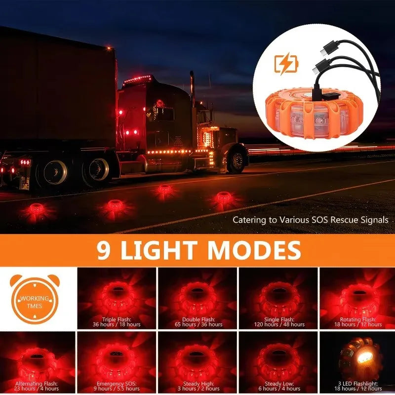 Feux de signalisation LED rechargeables par USB, balises de route, feux d'urgence, balise de sécurité routière, disque clignotant, balise magnétique