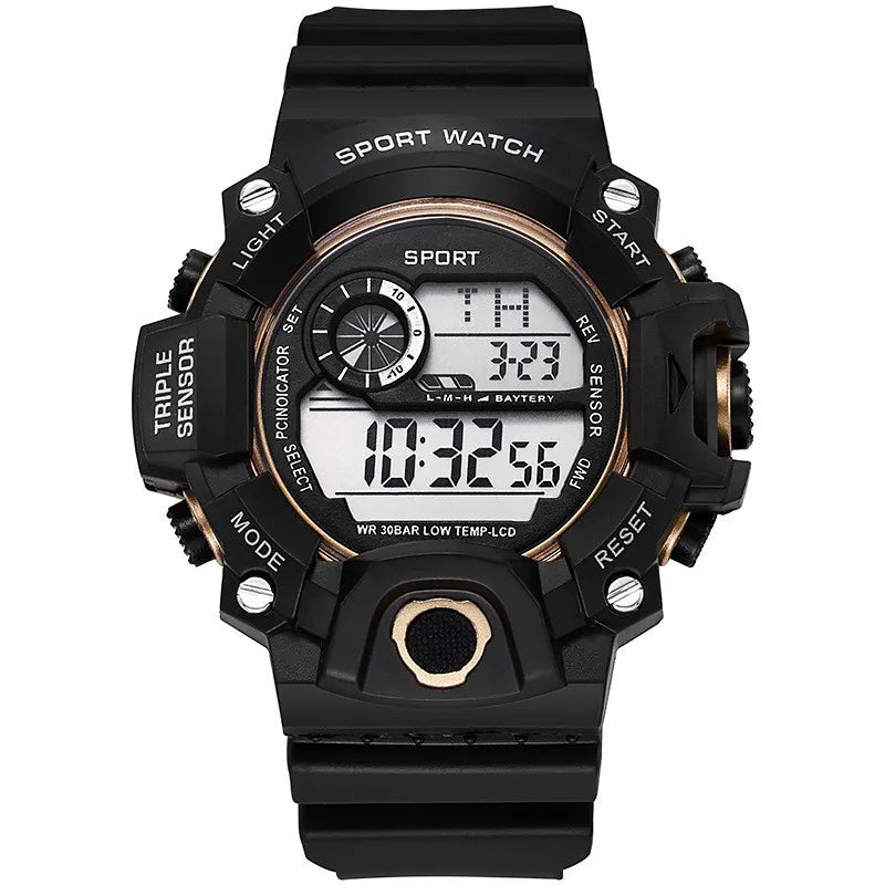 Reloj de pulsera deportivo electrónico de moda para hombre, esfera grande multifuncional impermeable, alarma luminosa, reloj militar para niños y hombres