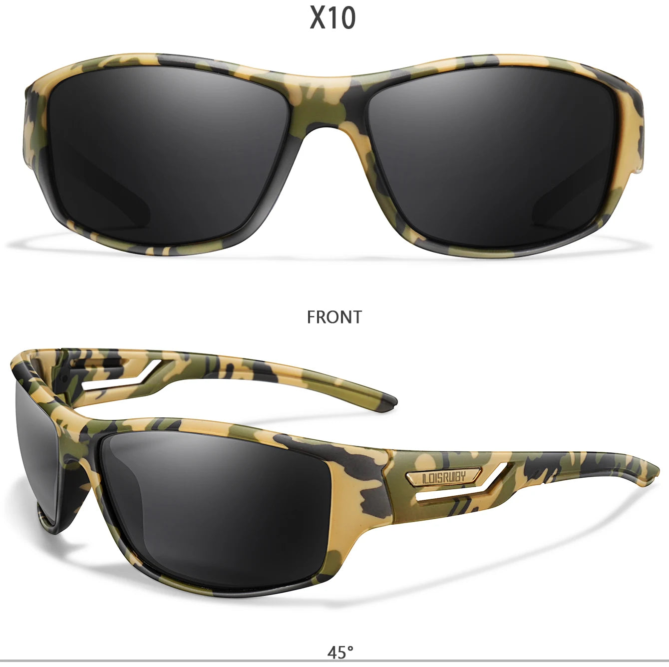 Lunettes de pêche polarisées camouflage — conduite, sports de plein air, cyclisme, course, UV400