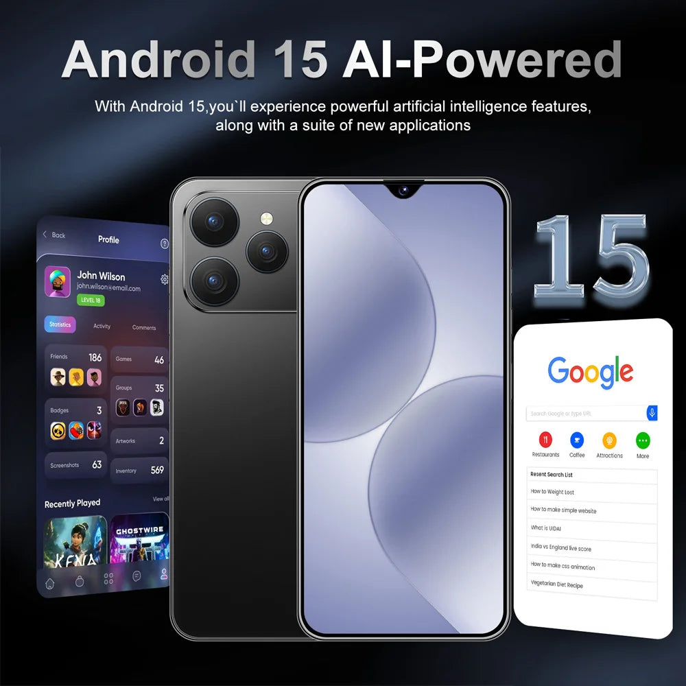 HOT i17 Pro Max téléphones portables 2026 nouveau Original 7.0HD 5G double carte double veille Smartphone 8000mAh Android 15 téléphones mobiles
