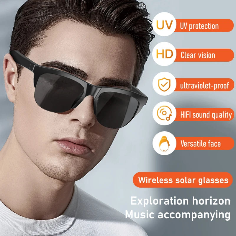 Lunettes de soleil intelligentes Bluetooth V5.3, casque d'appel pour Sports de plein air, technologie HIFI noire, Anti-touch UV pour hommes et femmes