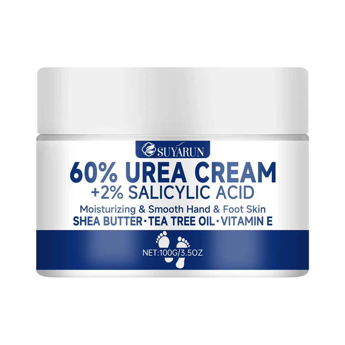 SUYARUN 60% Urea Foot Cream for Cracked Heels and Dry Skin - Intensive Moisturizing Treatment, Callus Remover, Diabetic Foot Care.