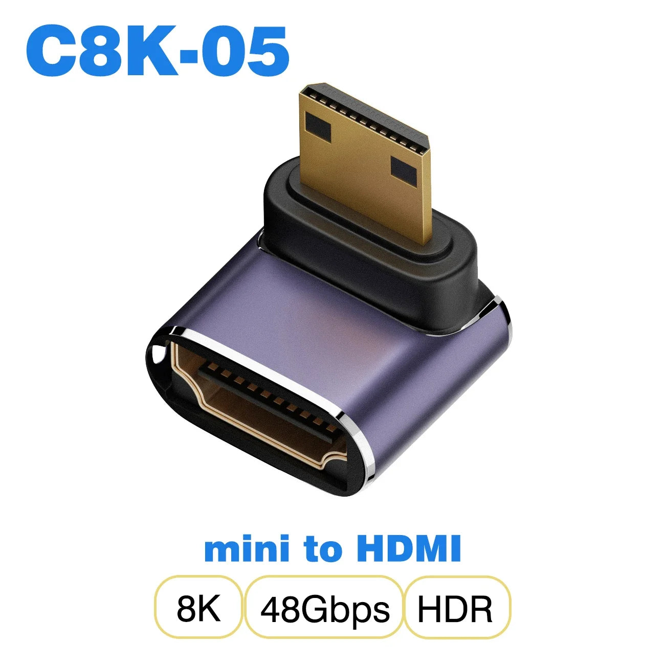 Convertisseur mini micro HDMI vers HDMI 2.1 — 48Gbps, 8K60Hz, 4K120Hz, projecteur, HDTV