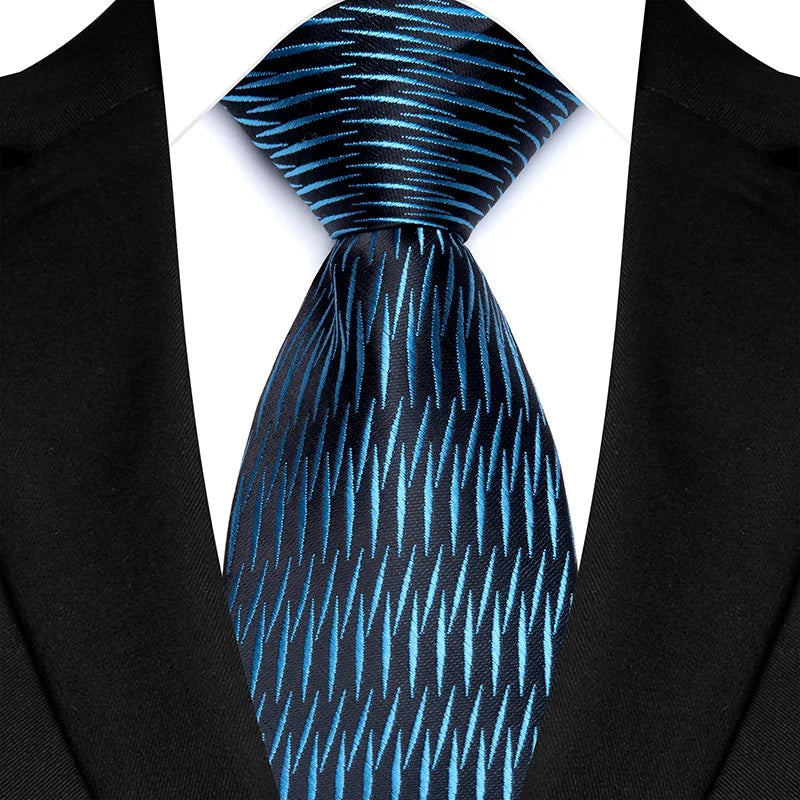 Corbata clásica de cachemira a rayas para hombre, 8 cm, Jacquard, de lujo, color azul real, accesorios, uso diario, regalo para fiesta de boda