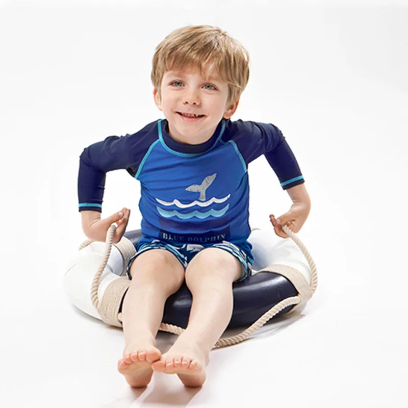 2025 garçons maillot de bain deux pièces ensemble 3 à 4 5 6 7 8 9 10 11 12 ans enfant en bas âge requin imprimé Infantil à manches longues enfants maillots de bain