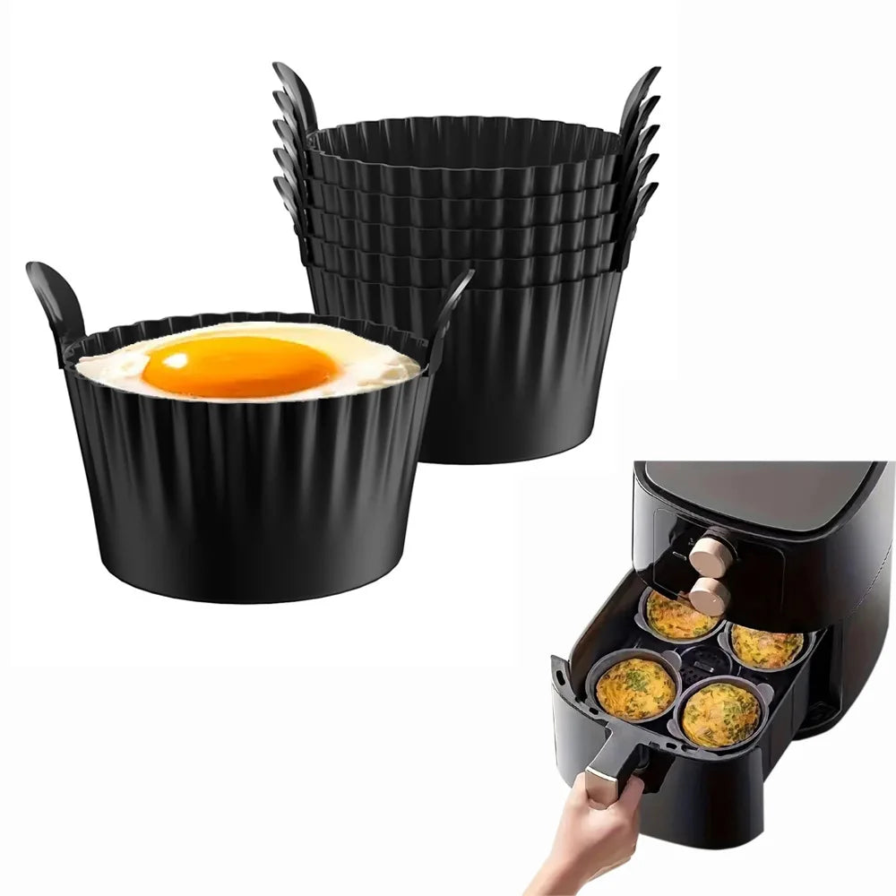 Dishwasher-Safe Air Fryer, Silicone Egg Cups, Silicone Egg Cooker Mold, Reusable Egg and Cake Baking Cups, Safe Ramekin Muffin Liners