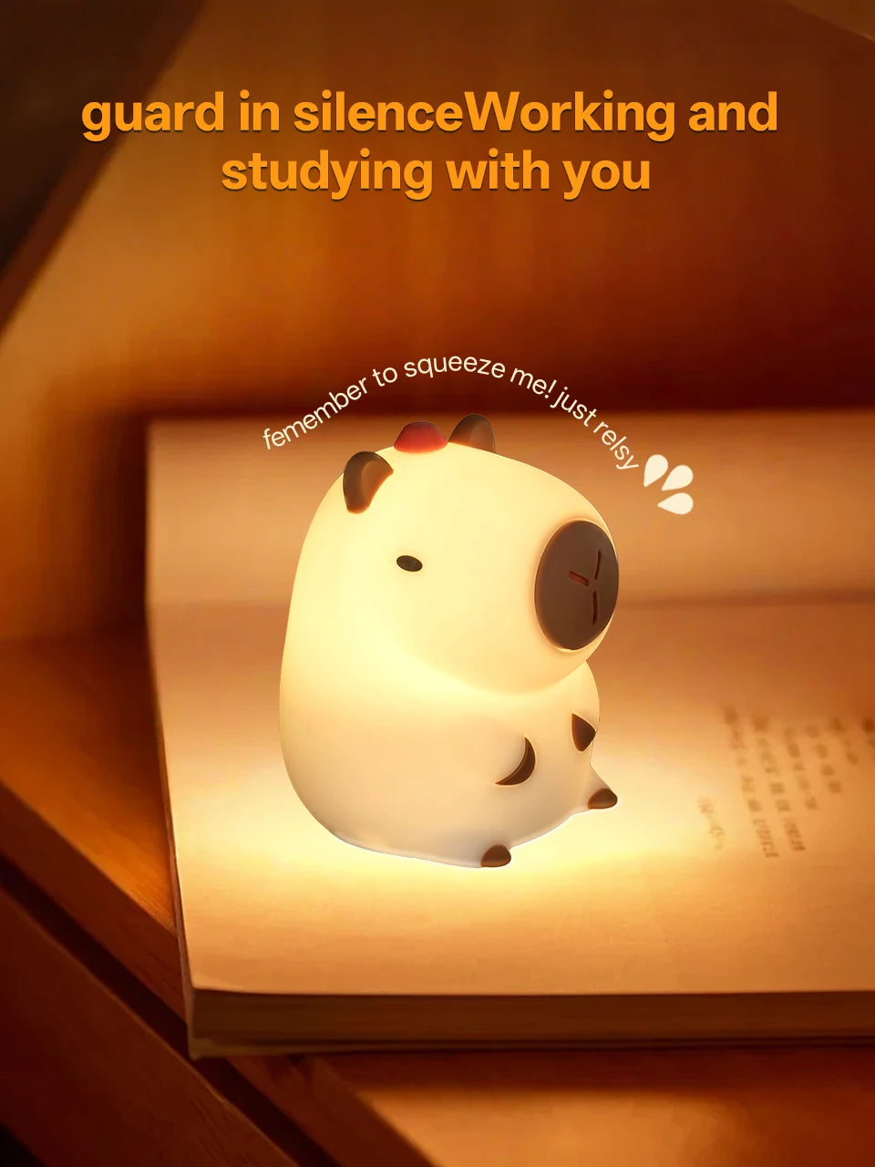 Veilleuse Capybara rechargeable — lampe de nuit pour enfants, décoration chambre, cadeau